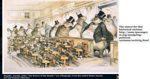 While this cartoon was depicted a U.S. Congress run by monopolists, it can easily resemble the 'CCSS Machine' running education.