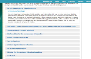 To see the entire list of those granting funds for SDE: http://staffdevelopmentforeducators.com/About-SDE/Funding-Resources